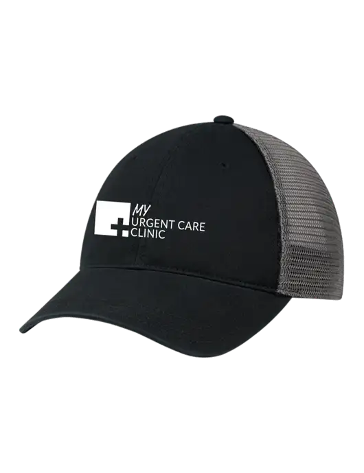 Richardson 111 Garment Washed Trucker Cap Black w/Charcoal Mesh w/My Urgent Care Logo
