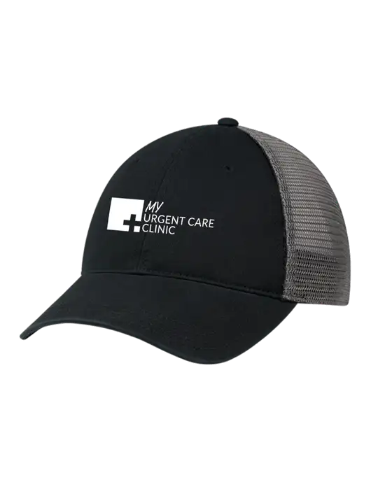 Richardson 111 Garment Washed Trucker Cap Black w/Charcoal Mesh w/My Urgent Care Logo