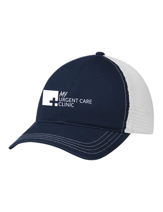 Richardson 111 Garment Washed Trucker Cap Navy w/White Mesh w/My Urgent Care Logo