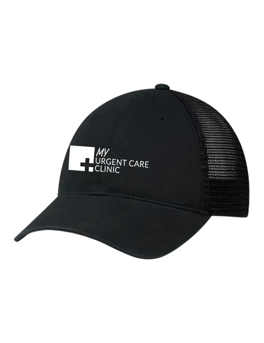 Richardson 111 Garment Washed Trucker Cap Black w/Black Mesh w/My Urgent Care Logo