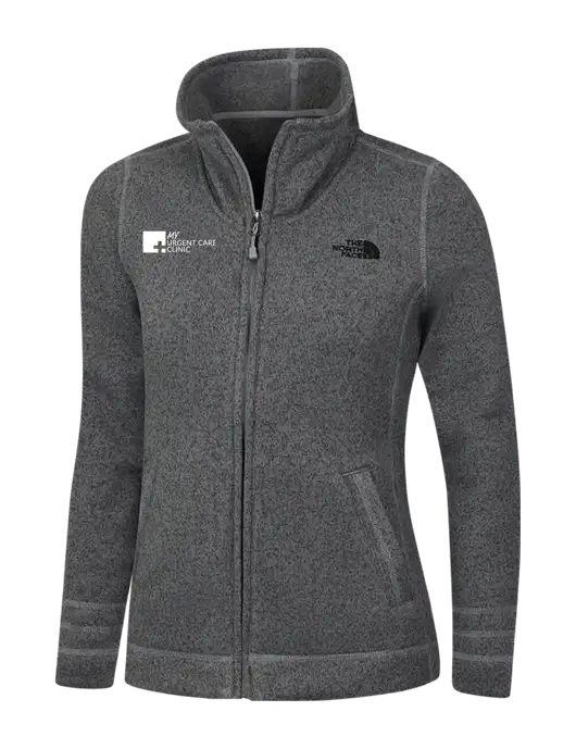 North Face Womens Medium Grey Heather Sweater Fleece Jacket w/My Urgent Care Logo