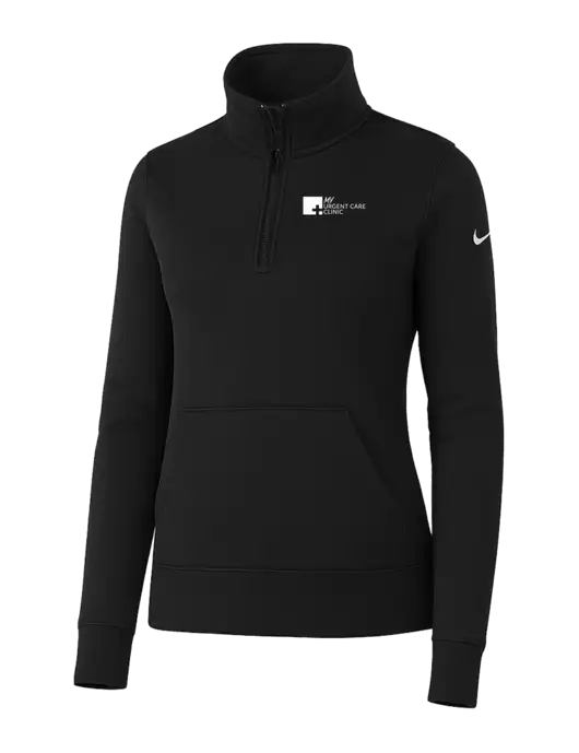 Nike Womens Black Club Fleece Sleeve Swoosh 1/2-Zip w/My Urgent Care Logo