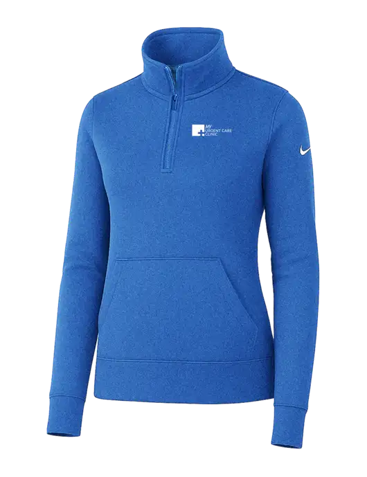 Nike Womens Light Royal Heather Club Fleece Sleeve Swoosh 1/2-Zip w/My Urgent Care Logo