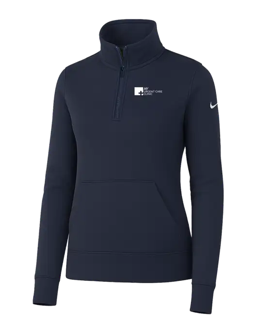Nike Womens Dark Navy Club Fleece Sleeve Swoosh 1/2-Zip w/My Urgent Care Logo