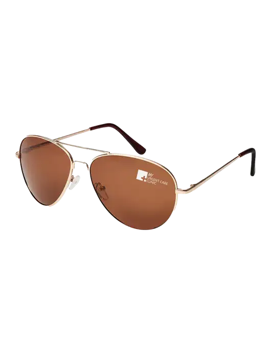Aviator Coffee Brown with Gold Sunglasses  w/My Urgent Care Logo