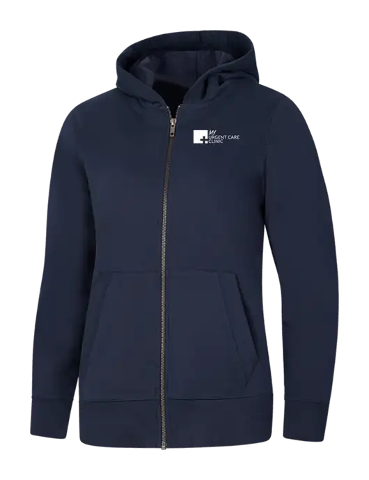 Womens Navy Re-Fleece Full-Zip Hoodie w/My Urgent Care Logo