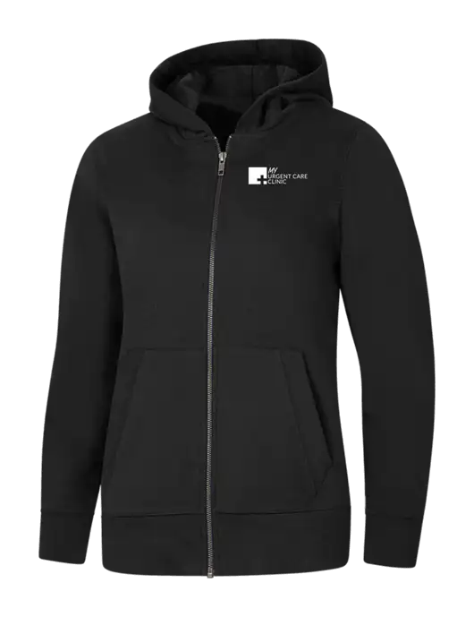 Womens Black Re-Fleece Full-Zip Hoodie w/My Urgent Care Logo