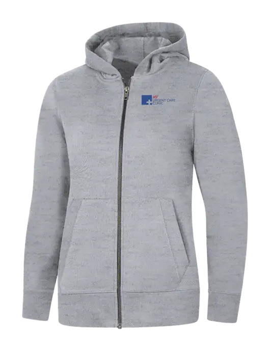 Womens Light Grey Heather Re-Fleece Full-Zip Hoodie w/My Urgent Care Logo