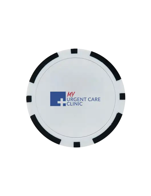 Black Poker Chip Ball Marker w/My Urgent Care Logo