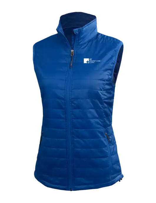 Womens Packable Royal Puffy Vest w/My Urgent Care Logo