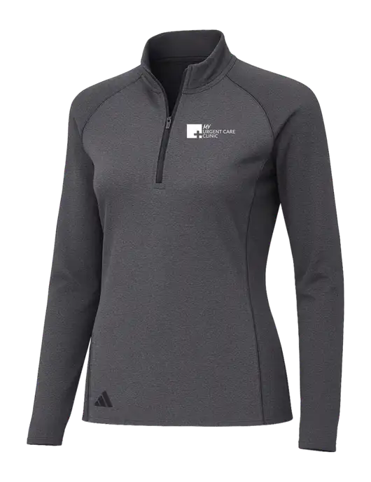 Adidas Womens Black Melange Space Dyed Quarter-Zip Pullover  w/My Urgent Care Logo
