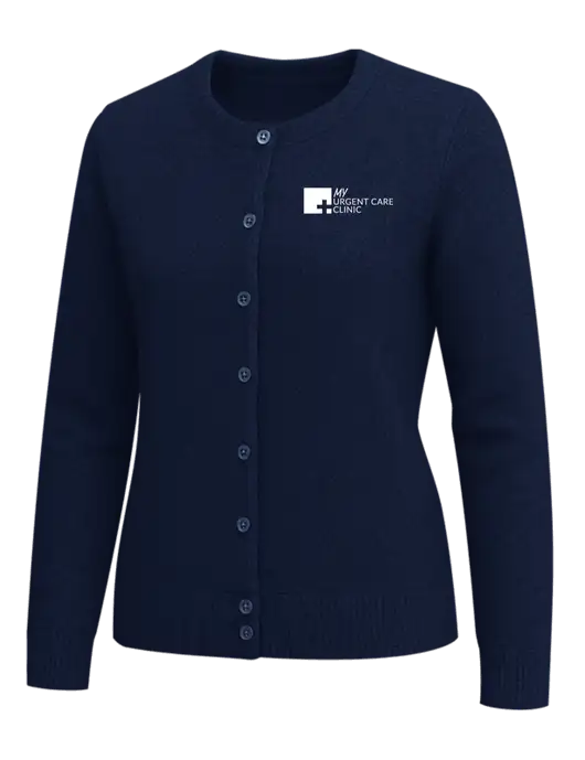 Brooks Brothers Womens Navy Washable Merino Cardigan Sweater w/My Urgent Care Logo