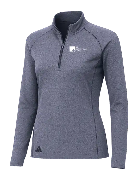 Adidas Womens Navy Melange Space Dyed Quarter-Zip Pullover  w/My Urgent Care Logo