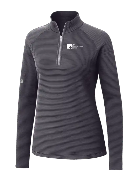 Adidas Womens Medium Grey Spacer Quarter-Zip Pullover  w/My Urgent Care Logo