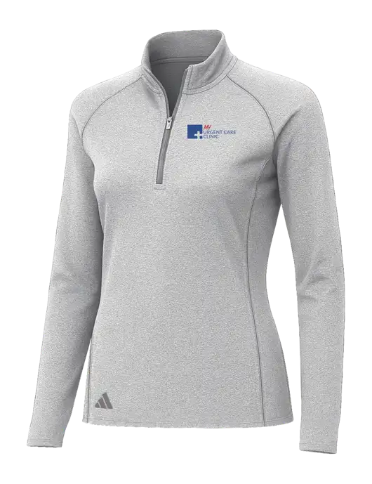 Adidas Womens Light Grey Heather Space Dyed Quarter-Zip Pullover  w/My Urgent Care Logo