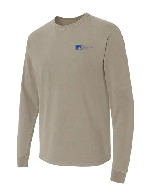 Comfort Colors Garment-Dyed Light Taupe Heavyweight Long Sleeve T-Shirt w/My Urgent Care Logo