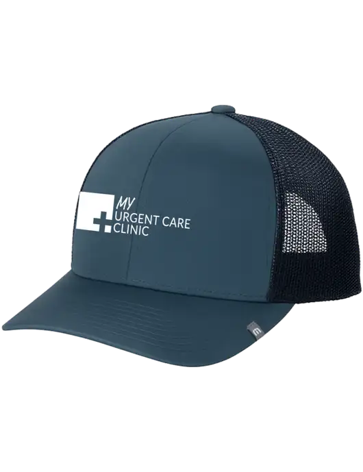 TravisMathew Dark Slate Blue Cruz Trucker Cap w/My Urgent Care Logo