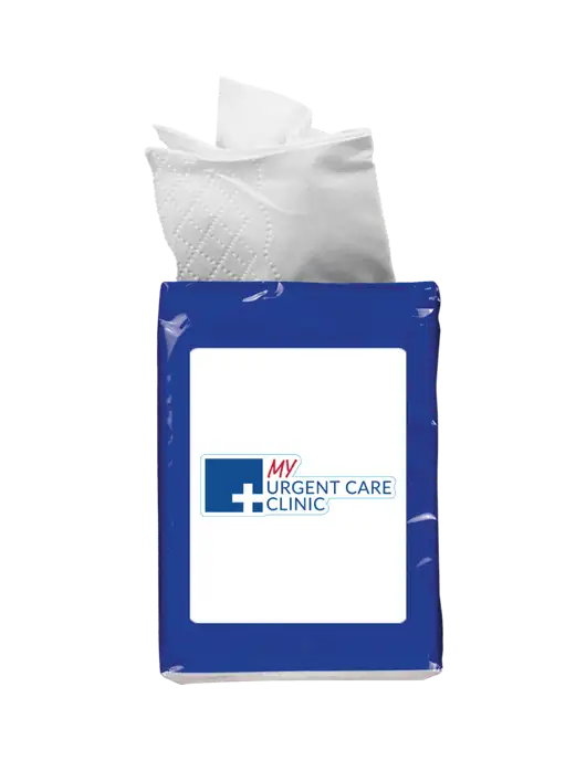 Dark Royal Blue Mini Tissue Packet w/My Urgent Care Logo