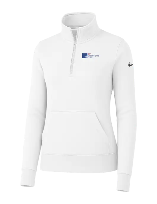 Nike Womens White Club Fleece Sleeve Swoosh 1/2-Zip w/My Urgent Care Logo