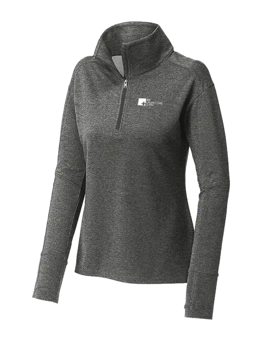 Womens Sport-Wick Flex Fleece Dark Grey Heather 1/4-Zip w/My Urgent Care Logo