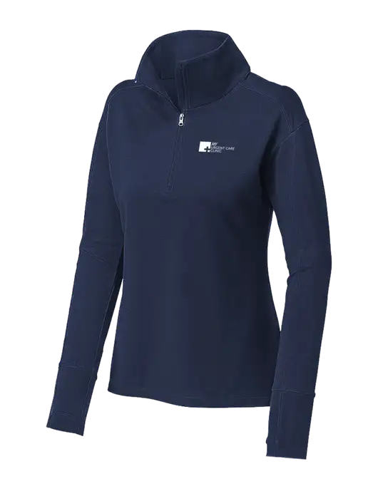 Womens Sport-Wick Flex Fleece Dark Navy 1/4-Zip w/My Urgent Care Logo