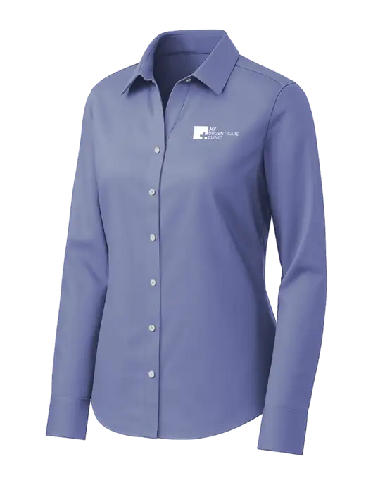 Brooks Brothers Womens Royal Blue Wrinkle-Free Stretch Pinpoint Shirt w/My Urgent Care Logo