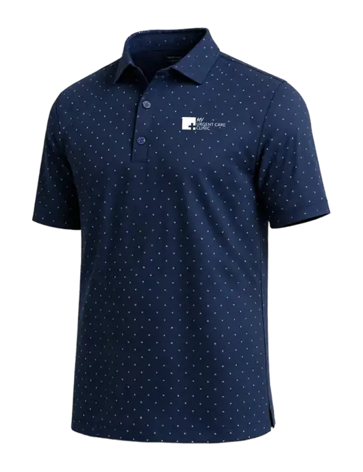 Callaway Micro Chev Dark Navy Print Polo w/My Urgent Care Logo
