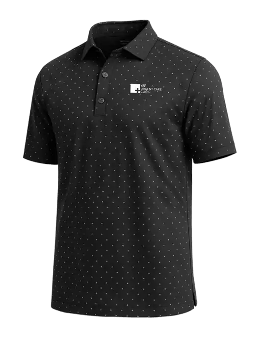 Callaway Micro Chev Black Print Polo w/My Urgent Care Logo
