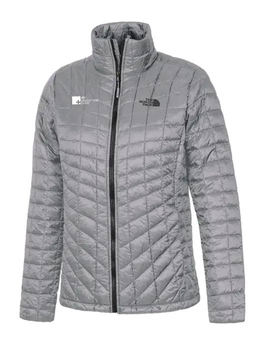North Face Womens Medium Grey ThermoBall Trekker Jacket w/My Urgent Care Logo