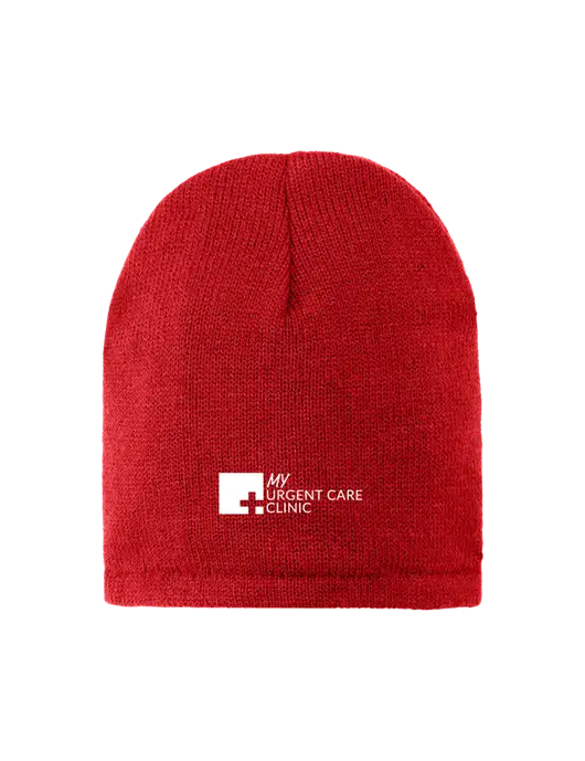 Red Fleece-Lined Beanie Cap w/My Urgent Care Logo