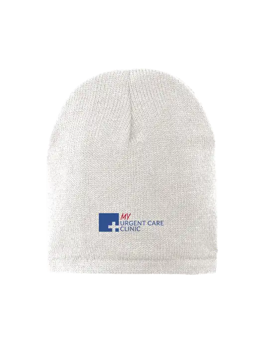 White Fleece-Lined Beanie Cap w/My Urgent Care Logo
