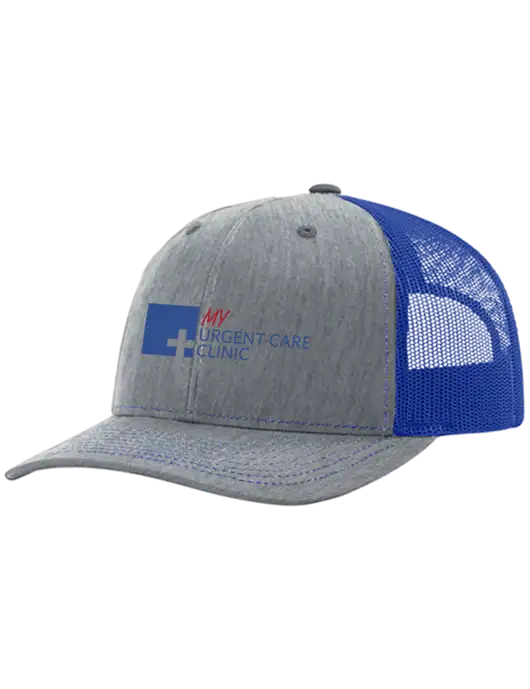 Richardson Adjustable Snapback Original 112 Trucker Cap Heather Light Grey w/Royal Mesh w/My Urgent Care Logo