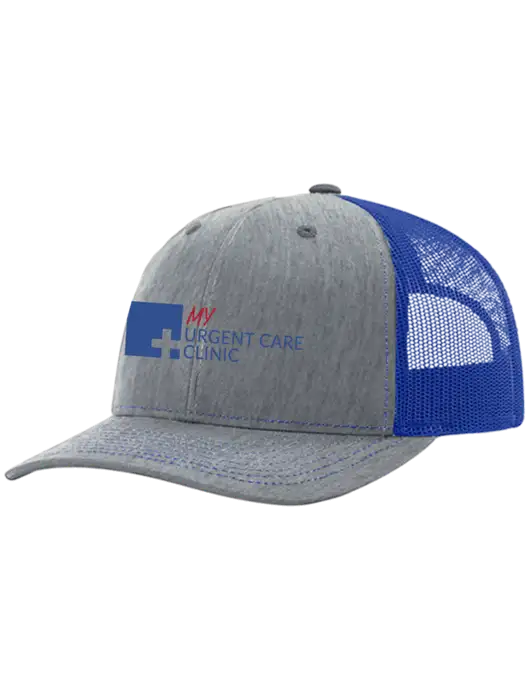 Richardson Adjustable Snapback Original 112 Trucker Cap Heather Light Grey w/Royal Mesh w/My Urgent Care Logo
