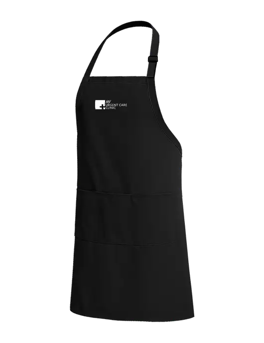 Easy Care Extra Long Bib Black Apron with Stain Release w/My Urgent Care Logo