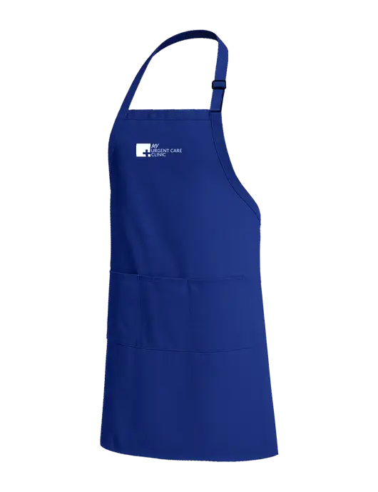 Easy Care Extra Long Bib Dark Royal Apron with Stain Release w/My Urgent Care Logo