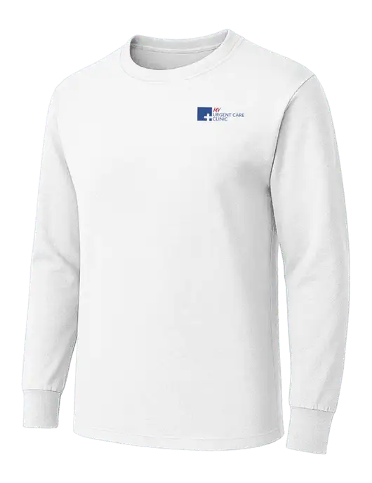 White Heavyweight Long Sleeve 6.1 oz T-Shirt w/My Urgent Care Logo