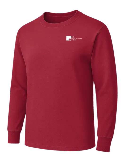 Red Heavyweight Long Sleeve 6.1 oz T-Shirt w/My Urgent Care Logo