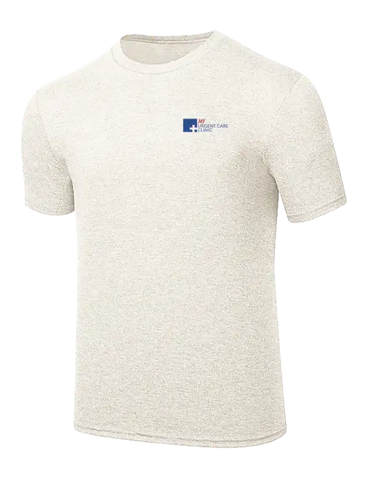 Simply Soft Very Light Tan Heather 4.5oz Poly/Combed Ring Spun Cotton T-Shirt w/My Urgent Care Logo