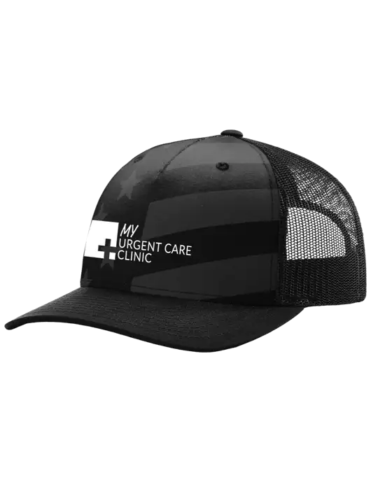 Richardon Five Panel Stars and Stripes Trucker Cap w/My Urgent Care Logo