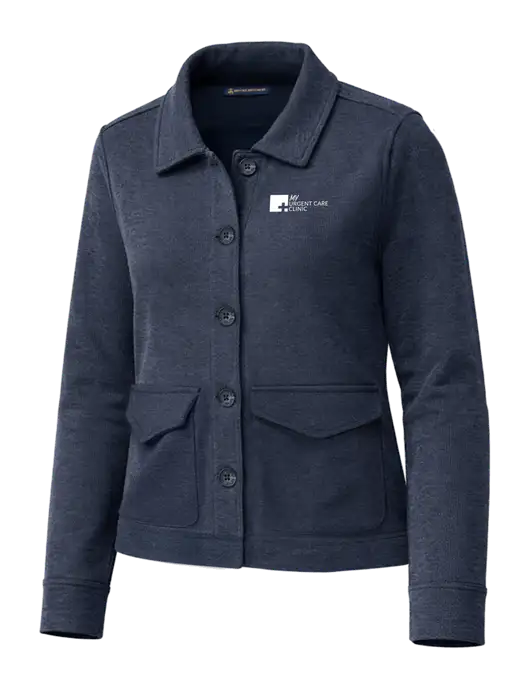 Brooks Brothers Womens Mid-Layer Dark Navy Heather Stretch Button Jacket w/My Urgent Care Logo