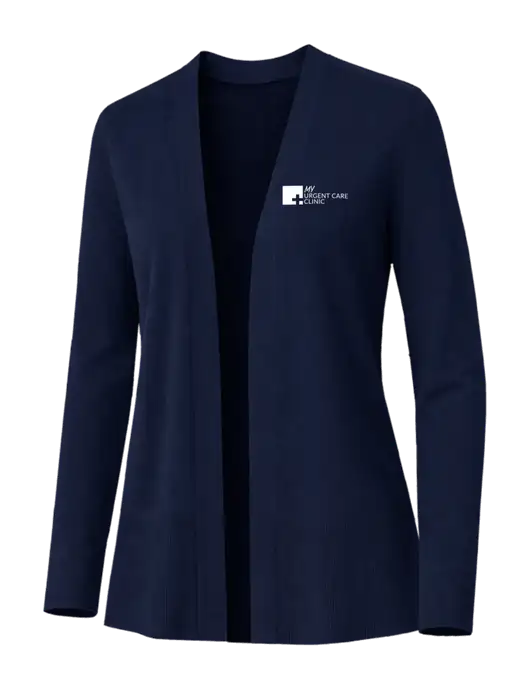 Brooks Brothers Womens Cotton Stretch Long Navy Cardigan Sweater w/My Urgent Care Logo