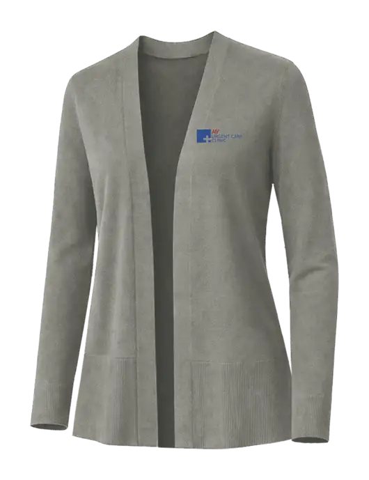 Brooks Brothers Womens Cotton Stretch Long Light Grey Cardigan Sweater w/My Urgent Care Logo