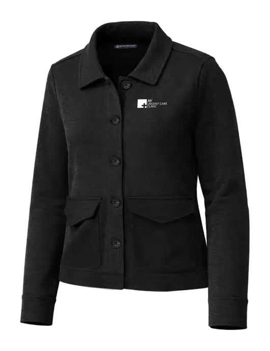 Brooks Brothers Womens Mid-Layer Black Heather Stretch Button Jacket w/My Urgent Care Logo