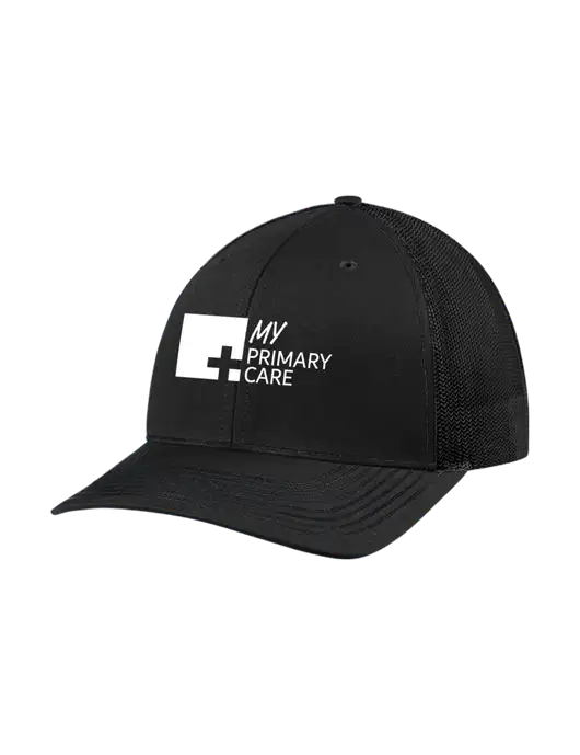 Richardson Adjustable Snapback Original 112 Trucker Cap Black w/Black Mesh w/My Primary Care Logo
