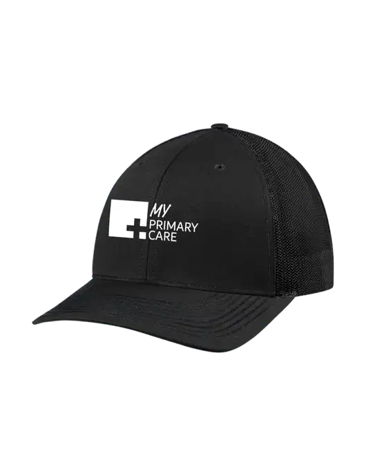 Richardson Adjustable Snapback Original 112 Trucker Cap Black w/Black Mesh w/My Primary Care Logo