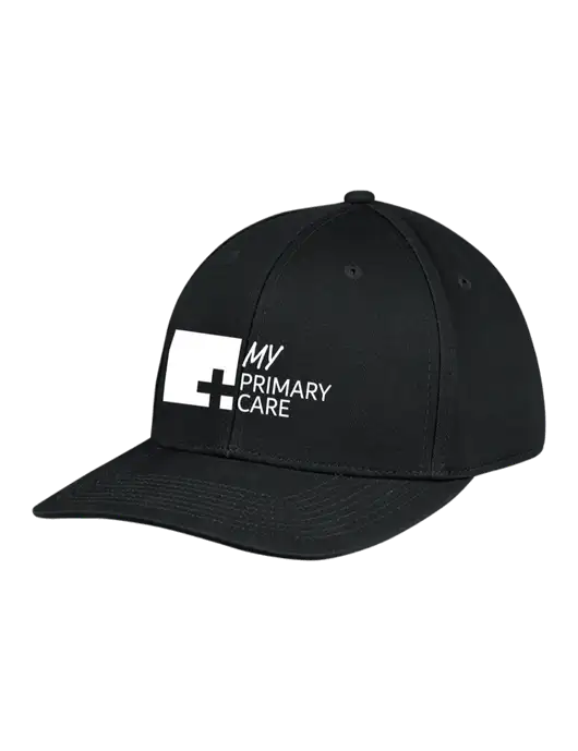 Premium Modern Structured Twill Black Snapback Cap w/My Primary Care Logo