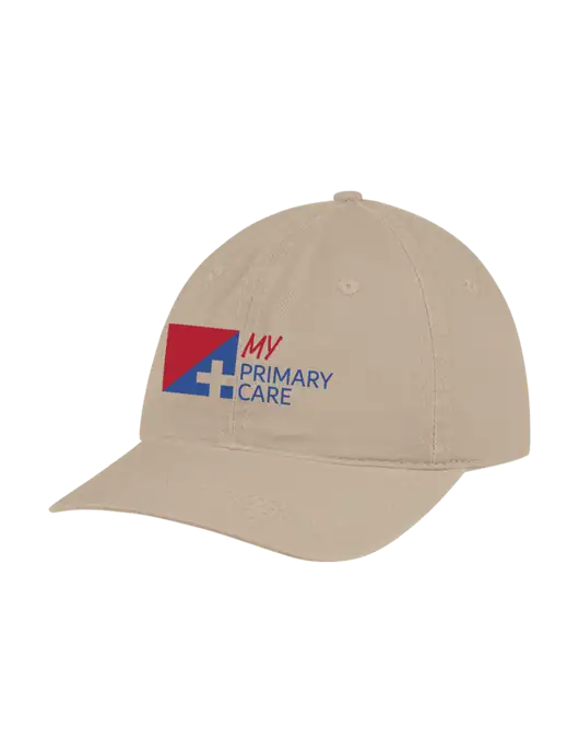 Garment Washed Unstructured Twill Tan Cap w/My Primary Care Logo