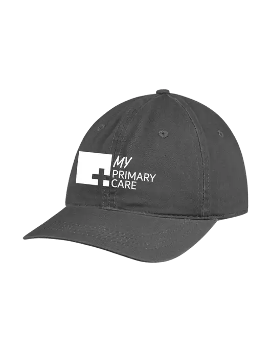 Garment Washed Unstructured Twill Charcoal Cap w/My Primary Care Logo