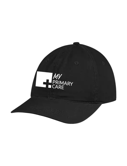 Garment Washed Unstructured Twill Black Cap w/My Primary Care Logo