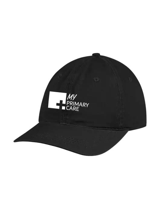Garment Washed Unstructured Twill Black Cap w/My Primary Care Logo